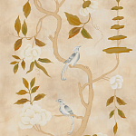 Обои ручная роспись Gustavian Tree of Life Special Colourway on Edo custom white painted silk варинант исполнения - 2 | Loft Concept в Самаре