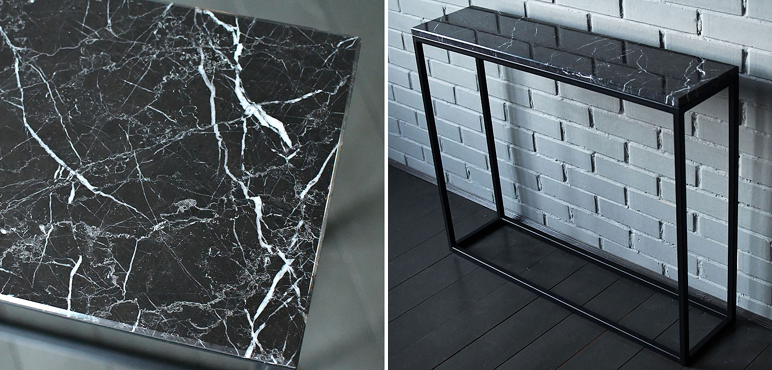 Консоль с чёрной мраморной столешницей Different Marble Black Консоль с чёрной мраморной столешницей Different Marble Black - Loft-Concept в Самаре