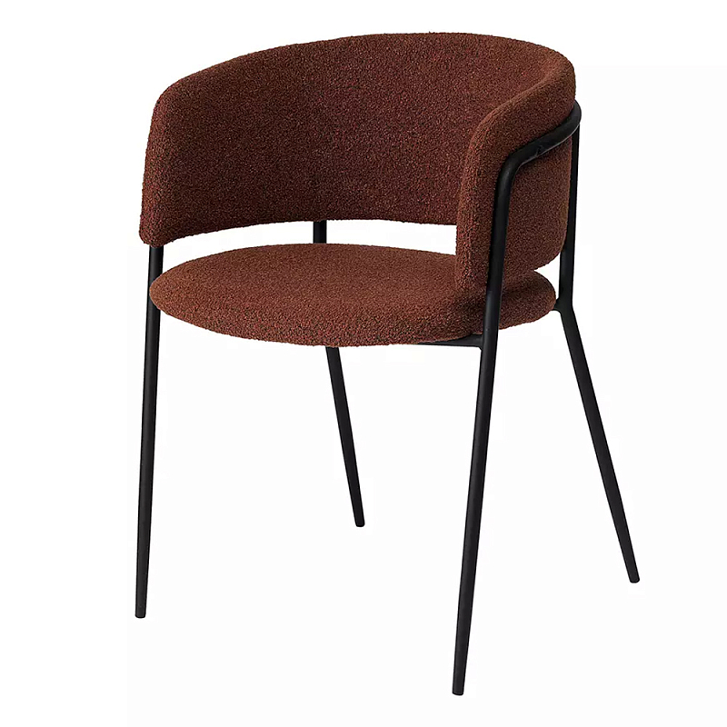 Стул полукруглый мягкий с буклированной обивкой Chair with Boucle Upholstery Черный Терракотовый в Самаре | Loft Concept 