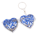 Зеркало брелок складное двухстороннее в форме сердца из натурального камня Лазурит Stone Mirrors варинант исполнения - 2 | Loft Concept в Самаре