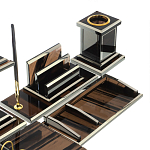 Настольный письменный набор с часами из природного камня обсидиана Team leader варинант исполнения - 4 | Loft Concept в Самаре