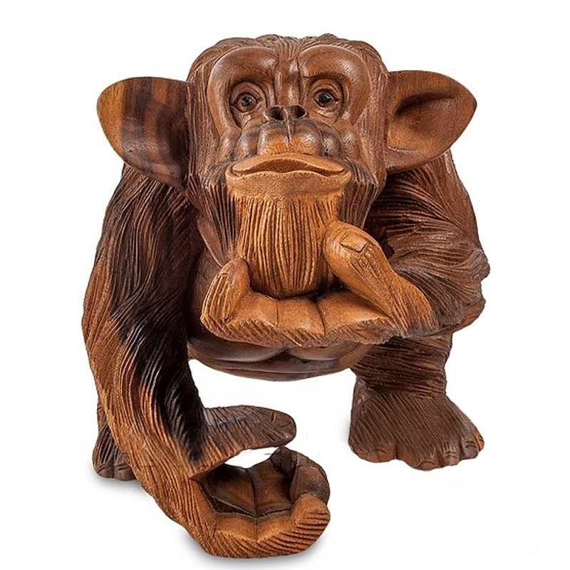 Статуэтка деревянная в виде обезьяны Wooden Monkey Коричневый в Самаре | Loft Concept 