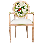 Стул с подлокотниками золотистый из бука с изображением птиц и цветов Blooming Red Birds варинант исполнения - 1 | Loft Concept в Самаре