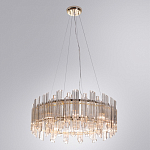 Люстра подвесная круглая с прозрачными хрустальными трубками и золотистым каркасом Диаметр 60 см Hexagon Tube Light варинант исполнения - 2 | Loft Concept в Самаре