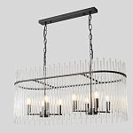 Люстра подвесная овальная со стеклянными прозрачными трубками и металлическим каркасом черного цвета Nembus варинант исполнения - 3 | Loft Concept в Самаре