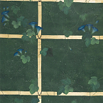 Обои ручная роспись Morning Glory Original colourway on Edo Green painted Xuan paper варинант исполнения - 1 | Loft Concept в Самаре
