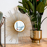 Зеркало-солнце круглое в раме из металла с золотыми с лучами Rays of Peace варинант исполнения - 3 | Loft Concept в Самаре