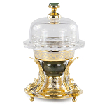 Икорница с декором "Три рыбки" с гравировкой и натуральным камнем Нефрит Decorative Cavair Dishes варинант исполнения - 1 | Loft Concept в Самаре