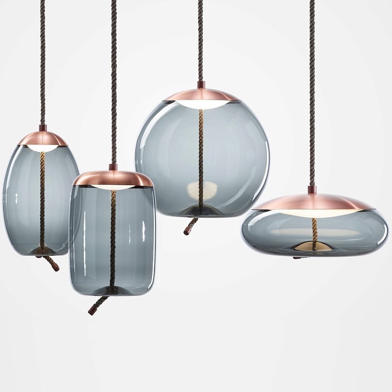 Подвесной светильник KNOT Small Gray glass Copper Голубой Медь Подвесной светильник KNOT Small Gray glass Copper Голубой Медь в Самаре | Loft Concept