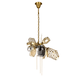 Люстра подвесная со стеклянными плафонами из дымчатого и золотистого с тремя вертикальными подвесками Gilded Mirage  варинант исполнения - 2 | Loft Concept в Самаре