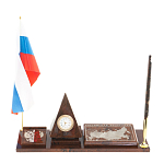 Настольный письменный набор с часами в виде пирамиды из природного камня обсидиана Pyramid of Time варинант исполнения - 1 | Loft Concept в Самаре