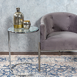 Приставной столик на серебристом основании с столешницей из стекла Noir варинант исполнения - 4 | Loft Concept в Самаре