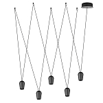 Подвесной светильник черными плафонами на длинных пересекающихся тросах Construction варинант исполнения - 2 | Loft Concept в Самаре