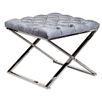 Пуф велюровый серый с каретной стяжкой Perennially варинант исполнения - 1 | Loft Concept в Самаре