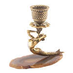 Подсвечник бронзовый из натурального камня агат Stone Candlestick варинант исполнения - 1 | Loft Concept в Самаре