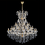 Люстра многоярусная с 53-мя лампочками и прозрачными хрустальными подвесками на основании золотого цвета Crystal lamps варинант исполнения - 2 | Loft Concept в Самаре