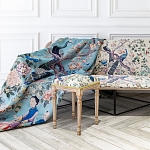 Трехместный диван на металлическом каркасе с цветочным принтом в стиле шинуазри Chinoiserie Birds on a Tree Sofa варинант исполнения - 4 | Loft Concept в Самаре