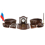 Настольный письменный набор с часами из природного камня обсидиана Competent Leader варинант исполнения - 1 | Loft Concept в Самаре