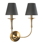 Бра с металлическим основанием бронзового цвета и 2-мя черными конусовидными абажурами Dignity варинант исполнения - 1 | Loft Concept в Самаре