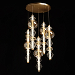 Люстра с плафонами из прозрачного и янтарного стекла в виде шаров и ромбов Gabriel Scott Luna варинант исполнения - 3 | Loft Concept в Самаре