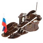 Настольный письменный набор с часами из природного камня обсидиана Competent Leader варинант исполнения - 2 | Loft Concept в Самаре