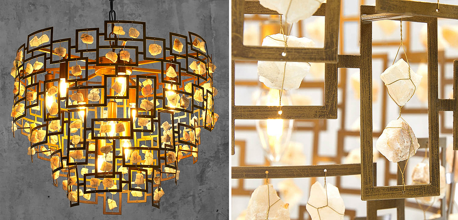 Люстра металлическая с подвесками из камня Maze Stones Chandelier 52 Люстра металлическая с подвесками из камня Maze Stones Chandelier 52 - Loft-Concept в Самаре