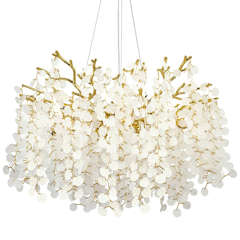 Люстра с круглыми хрустальными подвесками Fairytree Gold Crystal Branches Chandelier 10 Золотой Белое матовое стекло в Самаре | Loft Concept 