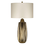 Настольная лампа с рифленым керамическим основанием в бронзовом цвете и жемчужным шёлковым абажуром Elstead Lighting варинант исполнения - 1 | Loft Concept в Самаре