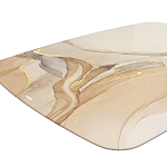 Обеденный стол с прямоугольной бежевой столешницей из стекла на 4-х деревянных ножках Beige Marble варинант исполнения - 4 | Loft Concept в Самаре