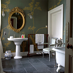 Обои ручная роспись Bamboo Golden on Blue grey dyed silk варинант исполнения - 1 | Loft Concept в Самаре