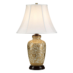 Настольная лампа с фарфоровым основанием с декоративным орнаментом и белым абажуром на темной круглой подставке Elstead Lighting варинант исполнения - 6 | Loft Concept в Самаре