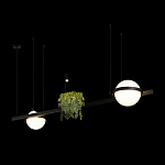Подвесной светильник линейный с 2-мя шарообразными плафонами и цилиндрическим спотом Light of Еyes варинант исполнения - 4 | Loft Concept в Самаре