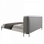 Кровать двуспальная серая с мягким изголовьем из экокожи и ткани Modern Look варинант исполнения - 4 | Loft Concept в Самаре