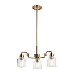 Люстра цвета латунь с 3-мя прозрачными стеклянными плафонами Kichler варинант исполнения - 2 | Loft Concept в Самаре