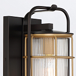 Настенный фонарь цилиндрической формы с рифленым стеклом в золотом каркасе на черном прямоугольном основании Eurofase варинант исполнения - 5 | Loft Concept в Самаре