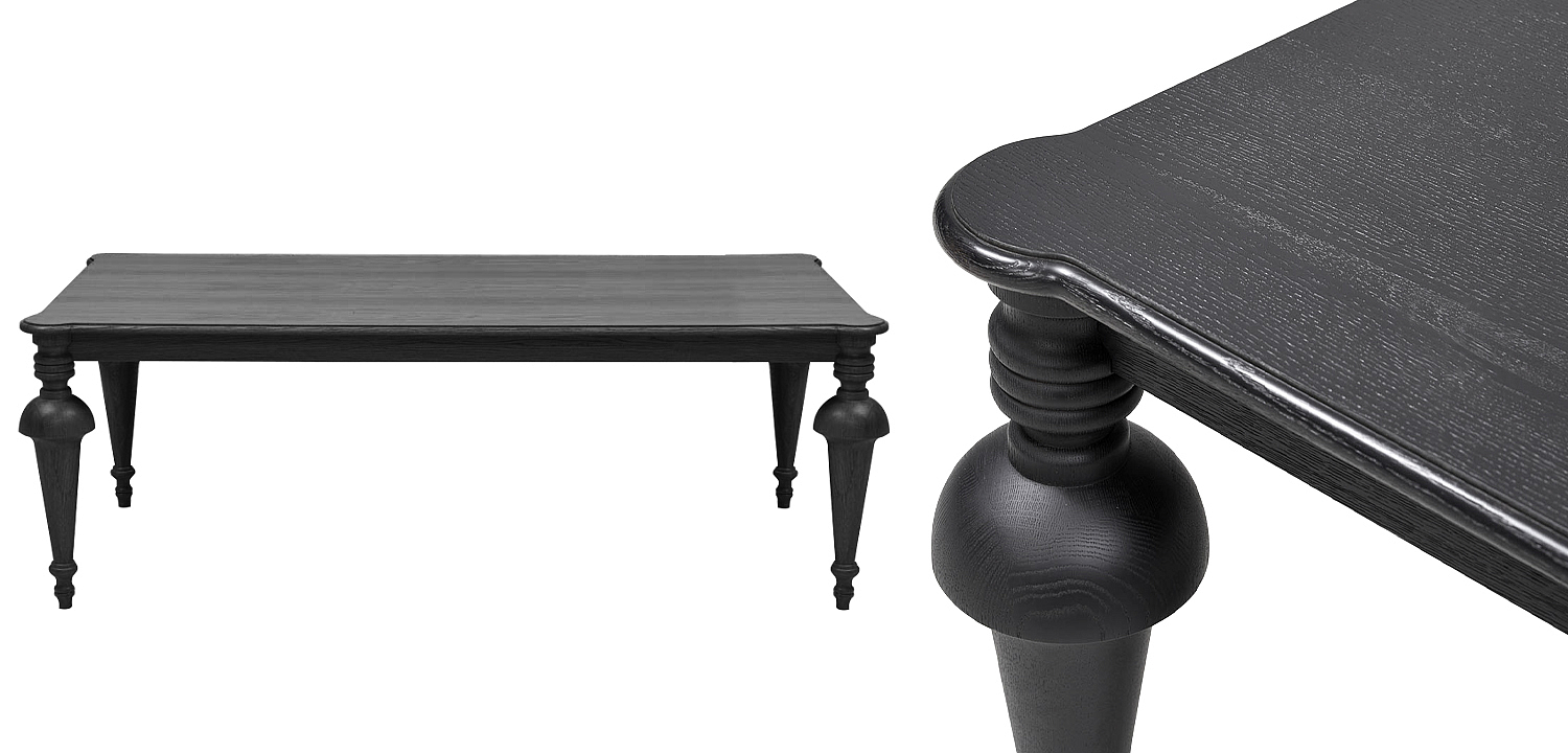 Обеденный деревянный стол Kelise Black Dinner Table Чёрный Обеденный деревянный стол Kelise Black Dinner Table Чёрный - Loft-Concept в Самаре