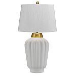 Настольная лампа с белым конусным абажуром и ребристым керамическим основанием Quintiesse варинант исполнения - 1 | Loft Concept в Самаре