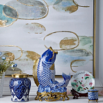 Ваза с насыщенным синим орнаментом и золотой крышкой Blue & White Ornament  варинант исполнения - 1 | Loft Concept в Самаре