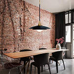 Подвесной светильник с плафоном в форме плоского купола и белой шарообразной лампой Eurofase варинант исполнения - 8 | Loft Concept в Самаре