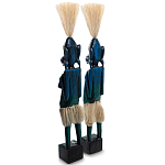 Комплект из 2-х деревянных статуэток Asmat Straw Headdress Statuettes Blue варинант исполнения - 8 | Loft Concept в Самаре