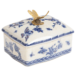 Фарфоровая шкатулка с бронзовой стрекозой Blue and White варинант исполнения - 1 | Loft Concept в Самаре