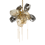 Люстра подвесная со стеклянными плафонами из дымчатого и золотистого с шестью вертикальными подвесками Gilded Mirage  варинант исполнения - 7 | Loft Concept в Самаре