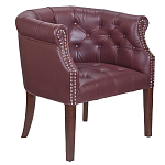 Кресло низкое из натуральной кожи на 4-х деревянных ножках из массива бука Chloe Leather Armchair vine варинант исполнения - 1 | Loft Concept в Самаре