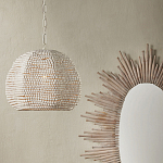 Подвесной светильник в форме купола с декором из круглых деревянных бусин White Wooden Beads Chandelier варинант исполнения - 4 | Loft Concept в Самаре