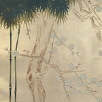 Обои ручная роспись Bamboo River Blossom Original colourway on Brushed Gold gilded paper варинант исполнения - 2 | Loft Concept в Самаре