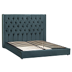 Кровать двуспальная зеленая с основанием из массива дерева с мягким изголовьем Velour Beds варинант исполнения - 1 | Loft Concept в Самаре