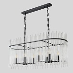 Люстра подвесная овальная со стеклянными прозрачными трубками и металлическим каркасом черного цвета Nembus варинант исполнения - 4 | Loft Concept в Самаре