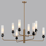 Люстра на штанге с 8-ю цилиндрическими матовыми плафонами и шарами из камня Orb Essence варинант исполнения - 6 | Loft Concept в Самаре