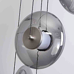 Люстра каскадная с 5-ю круглыми стеклянными плафонами дымчатого цвета и черными деталями Orbit Serenade варинант исполнения - 2 | Loft Concept в Самаре