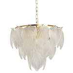 Люстра на цепи с прозрачными стеклянными подвесками в виде листьев Textured Glass Chandelier варинант исполнения - 1 | Loft Concept в Самаре
